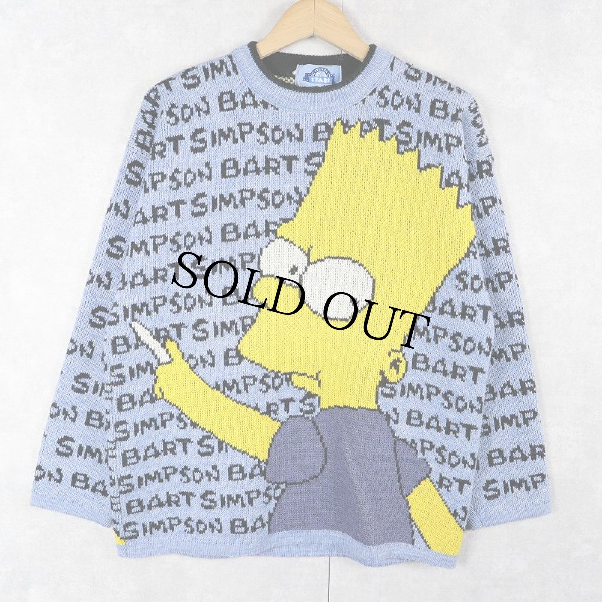 画像1: 【SALE】 2000's the SIMPSONS キャラクター ジャガード ユーロスキーニットセーター M (1)