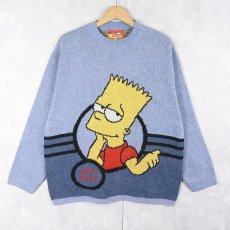 画像1: 2000's the SIMPSONS "100% Bart" キャラクター ジャガード ユーロスキーニットセーター M (1)