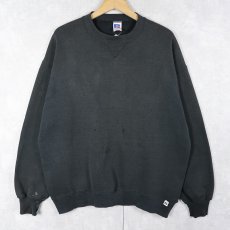 画像1: 90's〜 RUSSELL ATHLETIC USA製 前V 無地スウェット BLACK XL (1)