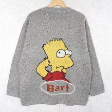 画像2: 2000's the SIMPSONS "100% Bart" キャラクター ジャガード ユーロスキーニットセーター L (2)