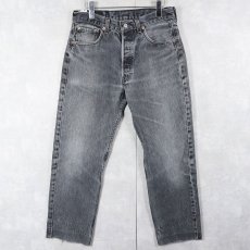 画像2: 90's Levi's 501 USA製 "サルファブラック" ブラックデニムパンツ W30 (2)