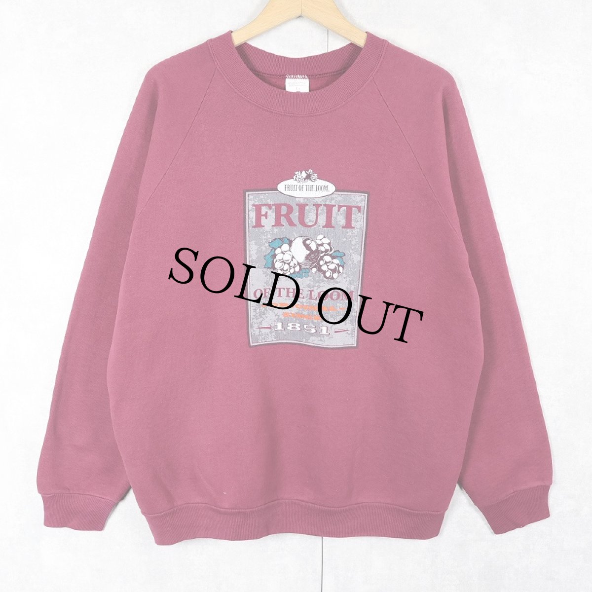 画像1: 90's FRUIT OF THE LOOM ロゴプリント ラグランスウェット L (1)