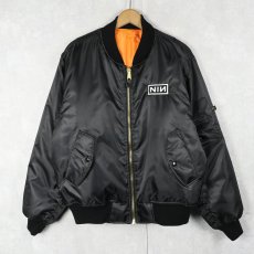 画像2: ROTHCO MA-1 TYPE "NINE INCH NAILS" ロックバンド ロゴ刺繍 フライトジャケット BLACK M (2)