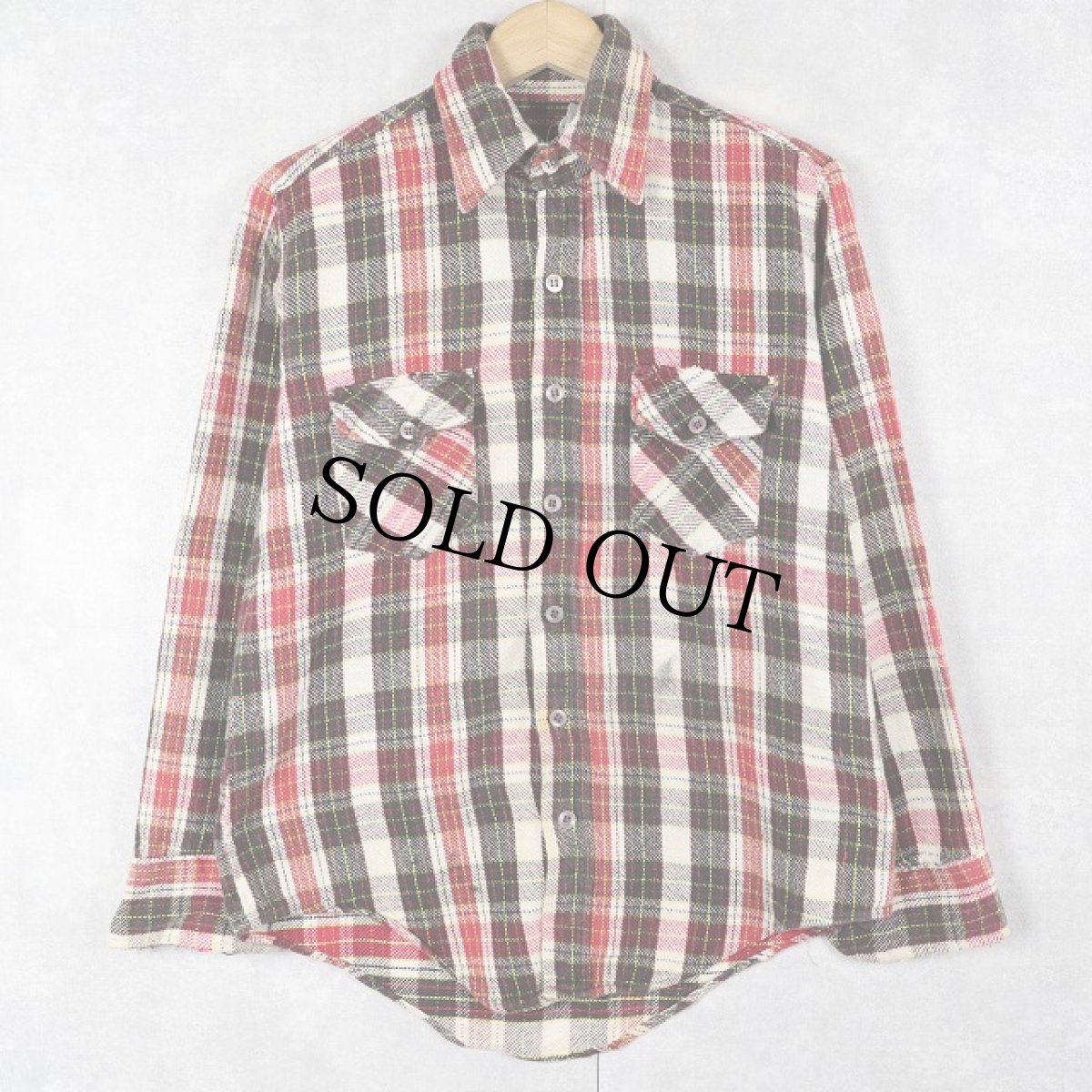 画像1: 70〜80's KINGSPORT チェック柄 ヘビーネルシャツ M (1)