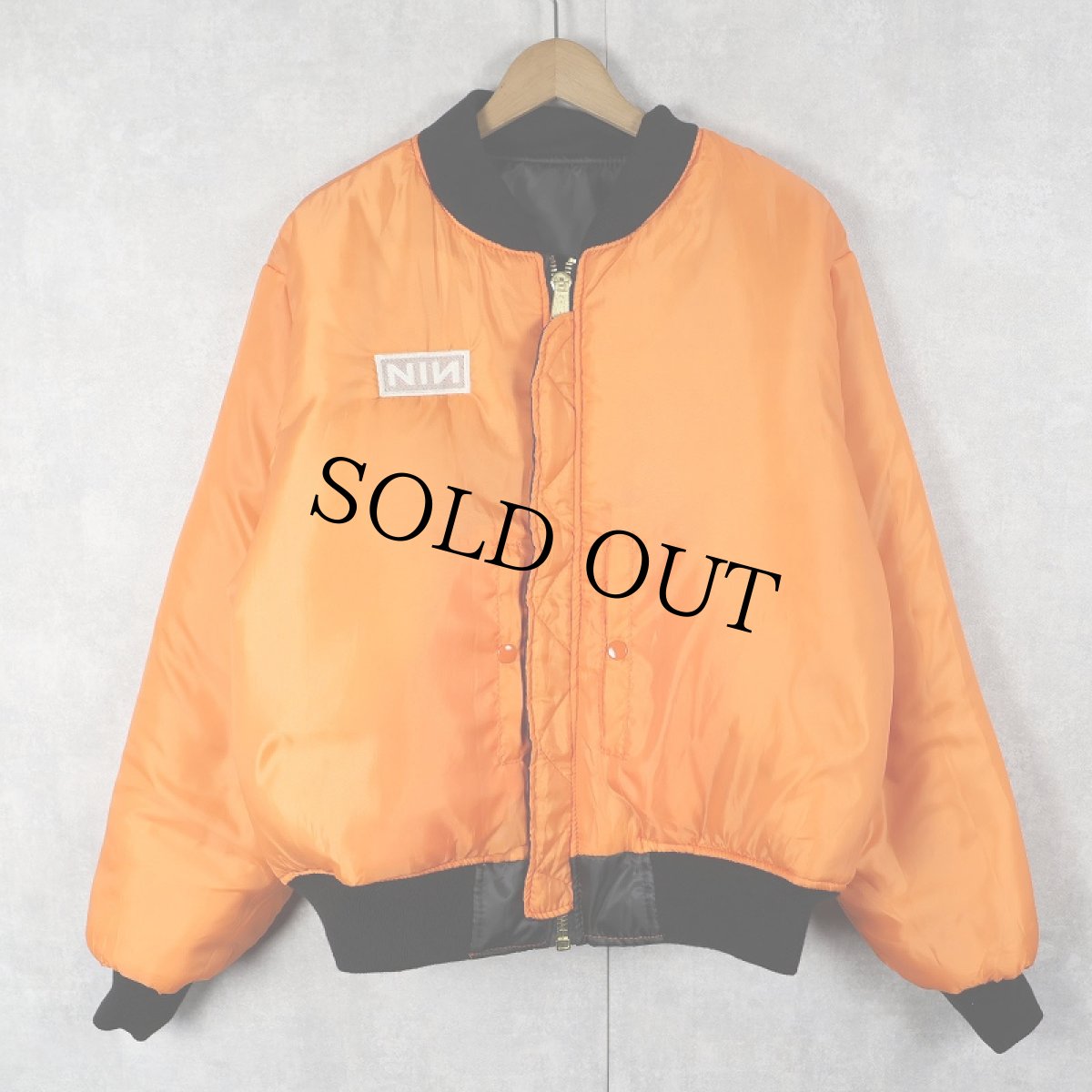 画像3: ROTHCO MA-1 TYPE "NINE INCH NAILS" ロックバンド ロゴ刺繍 フライトジャケット BLACK M (3)