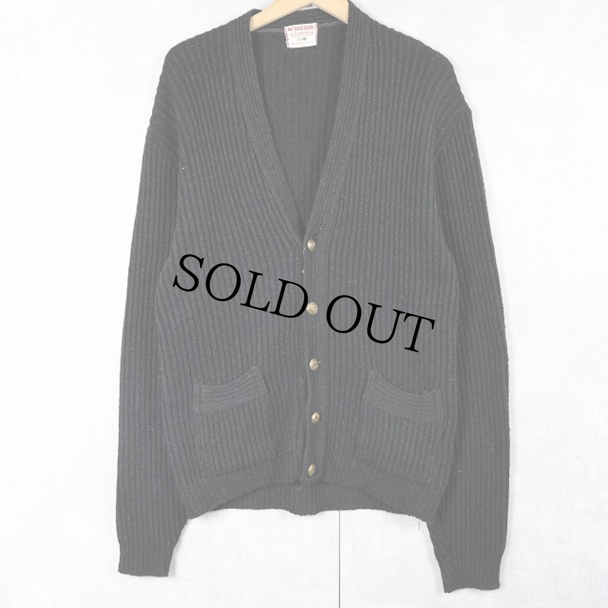 画像1: 60's McGREGOR USA製 ウールニットカーディガン BLACK SIZE44 (1)