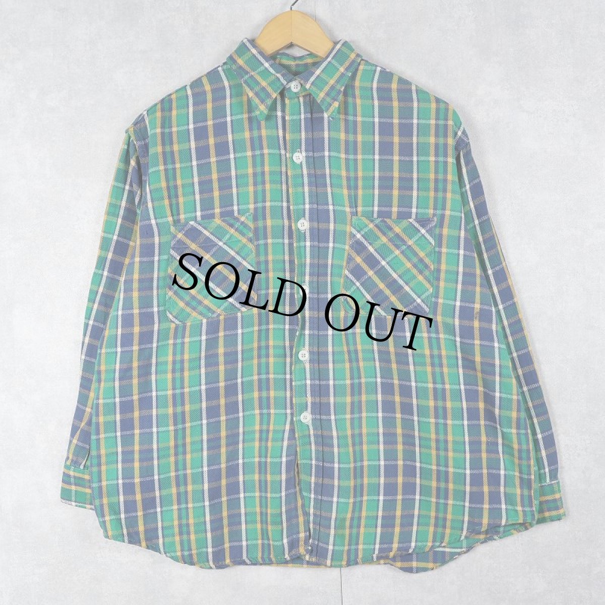 画像1: 60's Grants チェック柄 ヘビーネルシャツ L (1)
