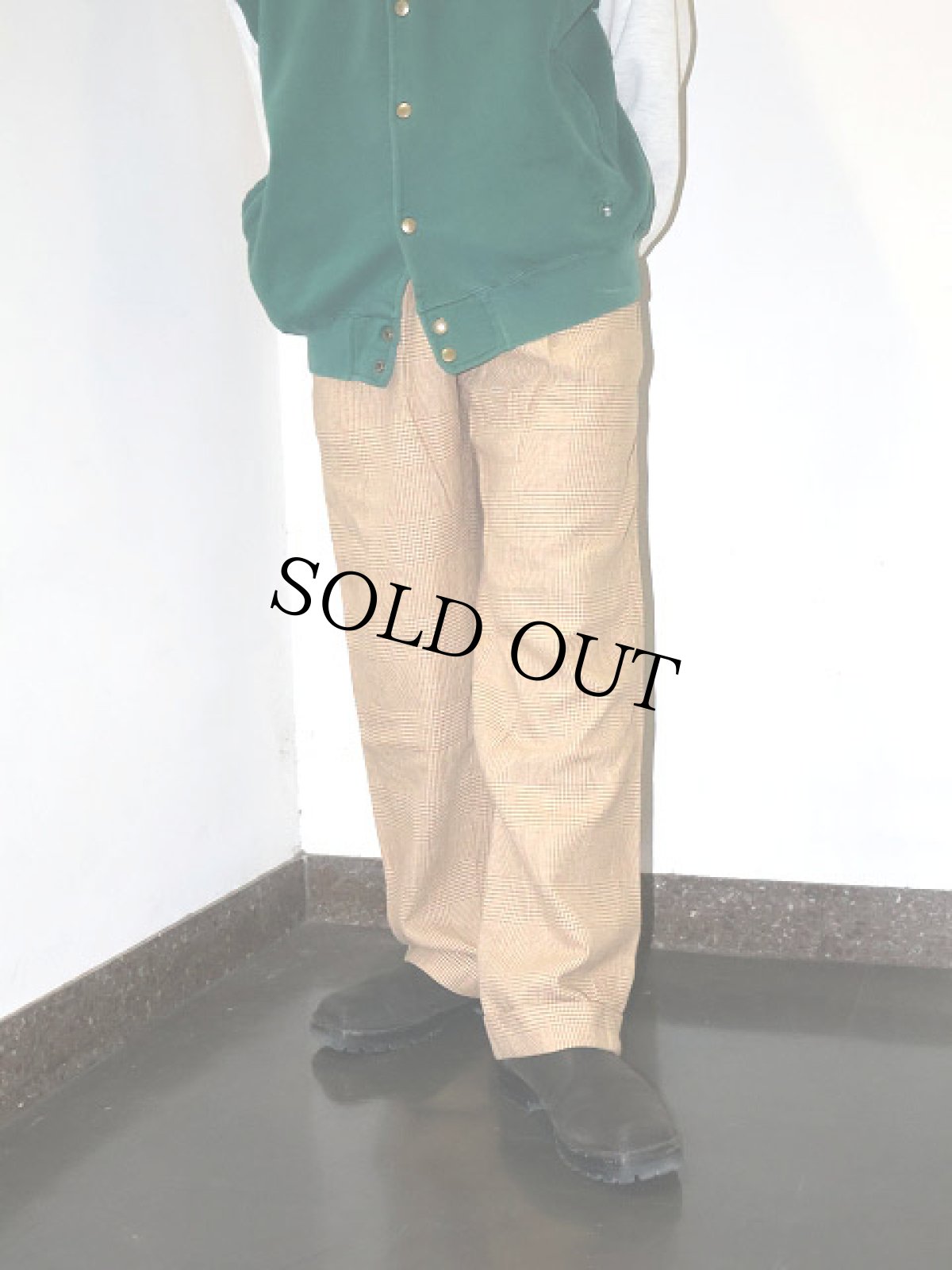 画像1: POLO Ralph Lauren グレンチェック柄 コットンリネン 2タックスラックス W31 (1)