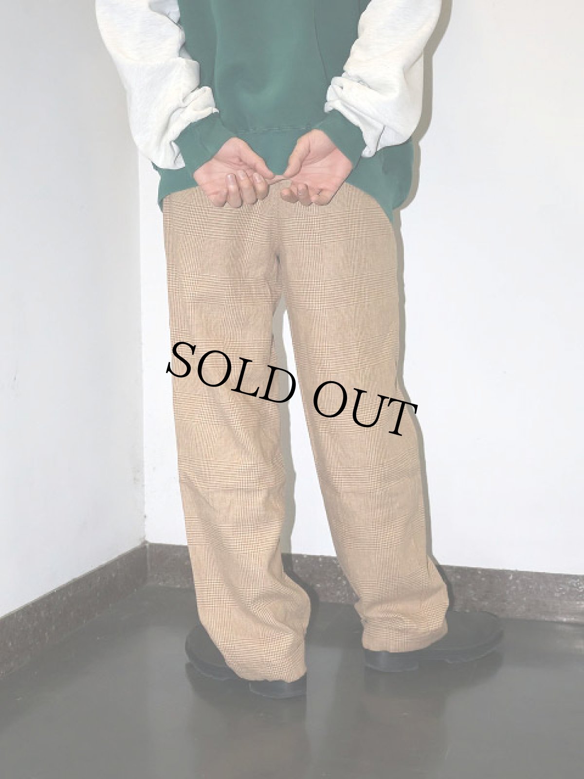 画像2: POLO Ralph Lauren グレンチェック柄 コットンリネン 2タックスラックス W31 (2)