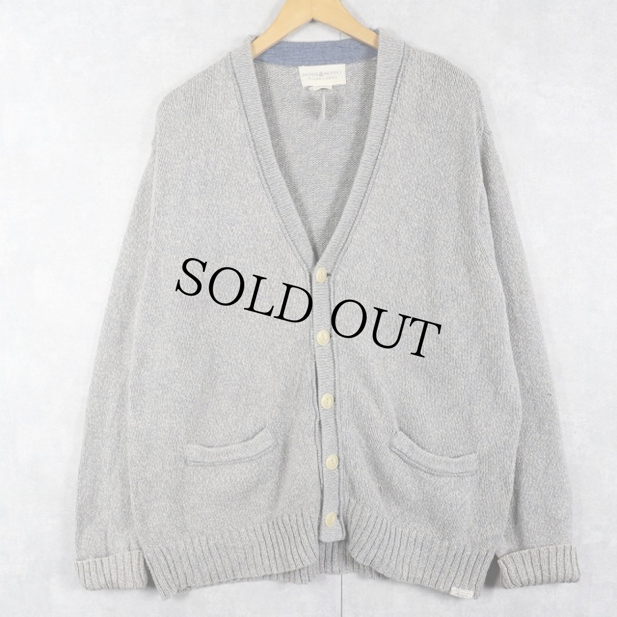 画像1: DENIM&SUPPLY RALPH LAUREN 猫目ボタン コットンニットカーディガン XL (1)