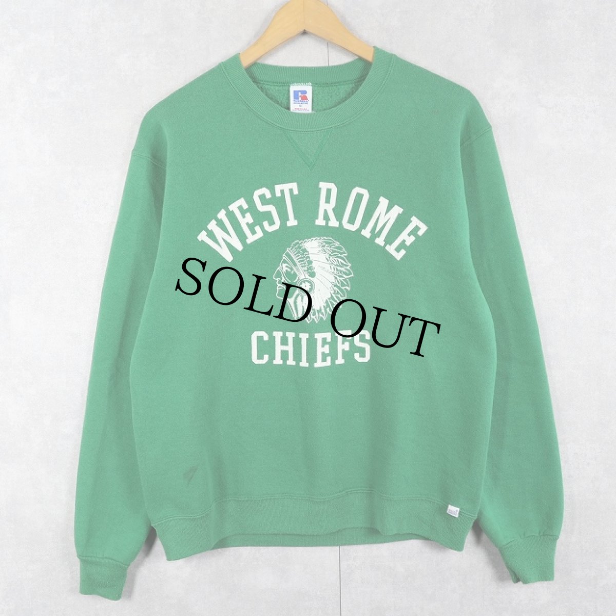 画像1: 80's RUSSELL ATHLETIC USA製 "WEST ROME CHIEFS" 前V プリントスウェット M (1)