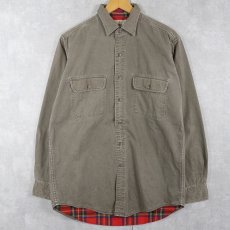 画像1: 80〜90's L.L.Bean USA製 裏地チェック コットンワークシャツ M (1)
