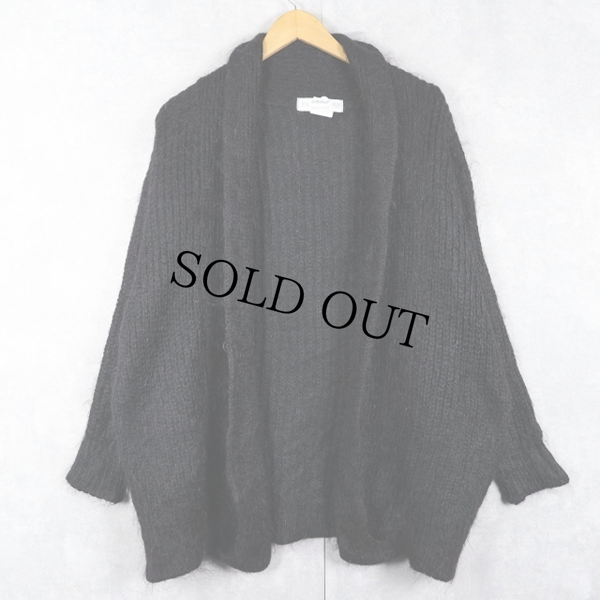 画像1: 90's St.Michael UK製 モヘア×アクリル シャギーニットガウン BLACK SIZE36-38 (1)