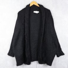画像1: 90's St.Michael UK製 モヘア×アクリル シャギーニットガウン BLACK SIZE36-38 (1)