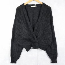 画像1: 90's St.Michael UK製 モヘア×アクリル シャギーニットカーディガン BLACK SIZE40-42 (1)