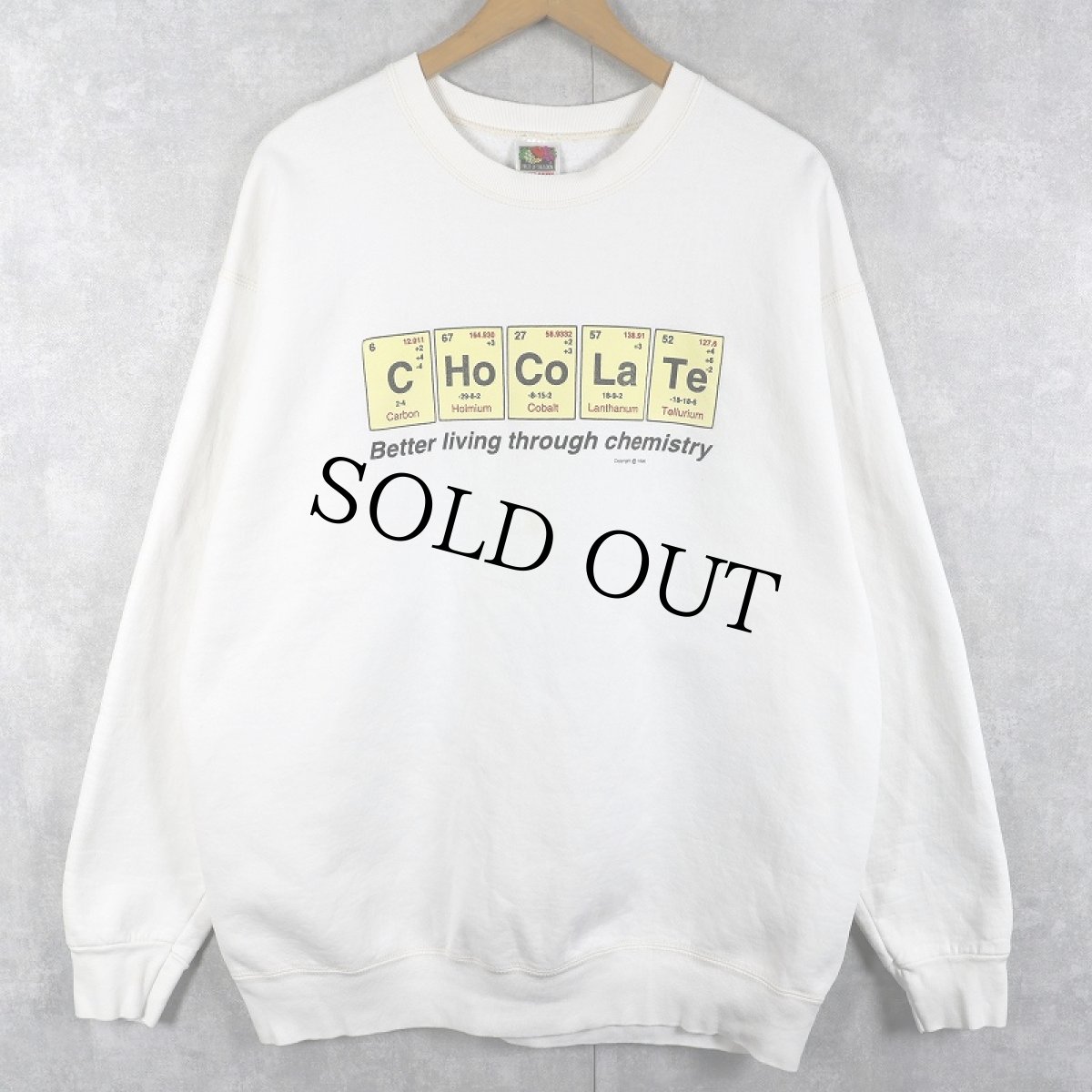 画像2: 90's "C Ho Co La Te" 元素記号プリントスウェット XL (2)