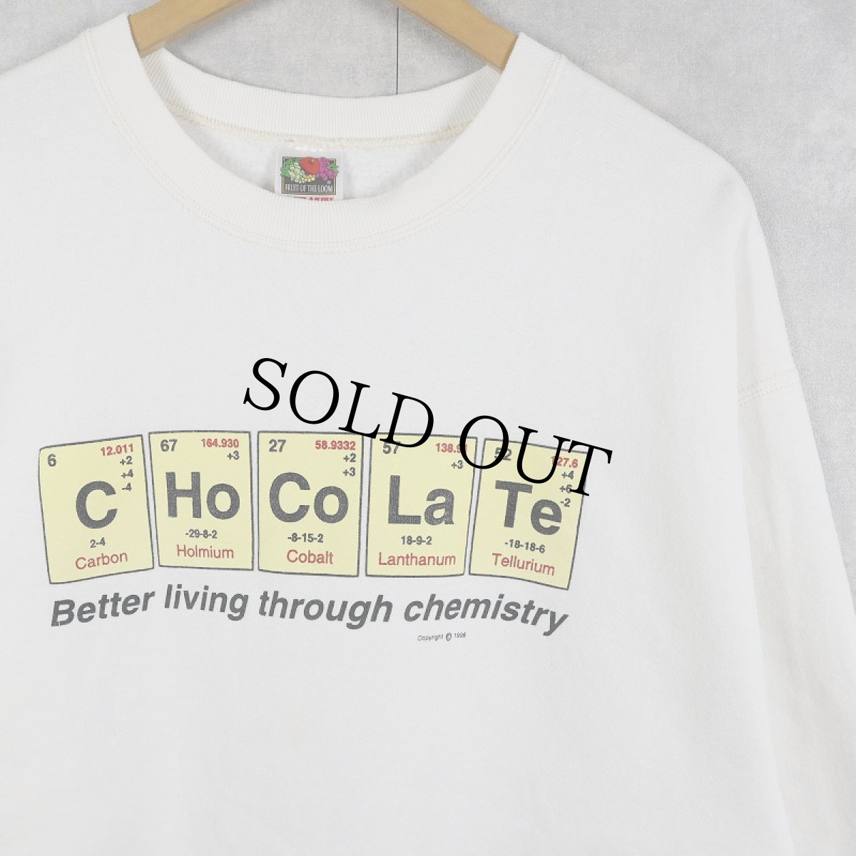 画像1: 90's "C Ho Co La Te" 元素記号プリントスウェット XL (1)