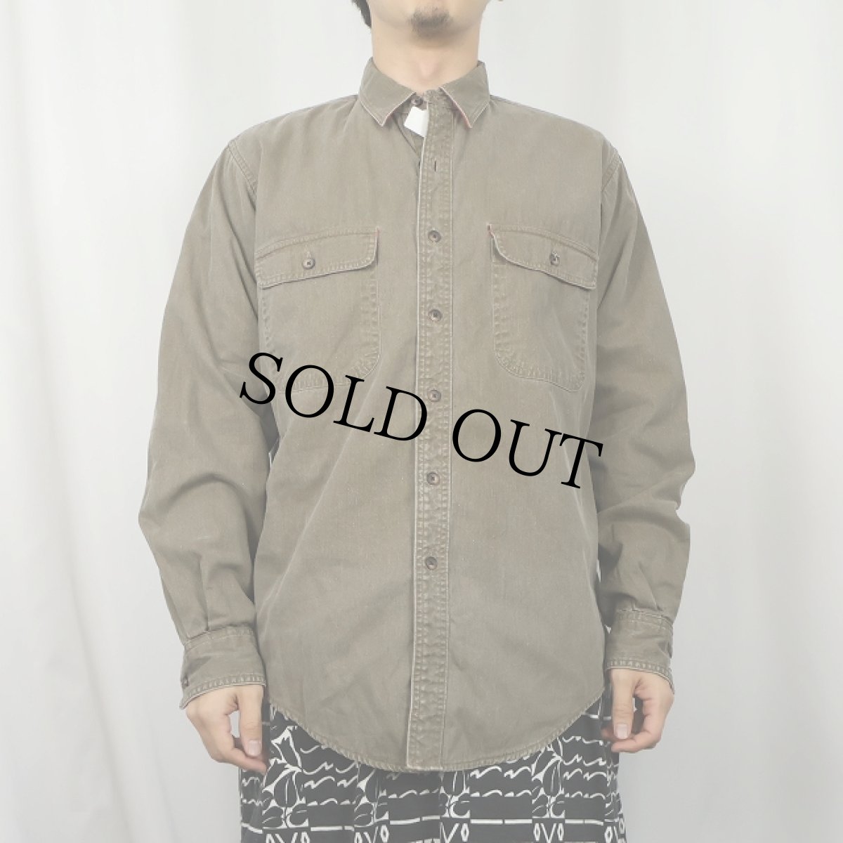 画像2: 80〜90's L.L.Bean USA製 裏地チェック コットンワークシャツ M (2)