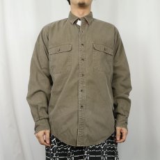 画像2: 80〜90's L.L.Bean USA製 裏地チェック コットンワークシャツ M (2)