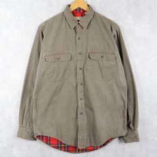 画像1: 80〜90's L.L.Bean USA製 裏地チェック コットンワークシャツ M (1)