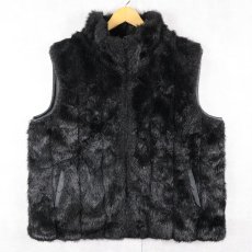 画像1: 90's〜 gicca リバーシブル フェイクファーベスト BLACK XL (1)