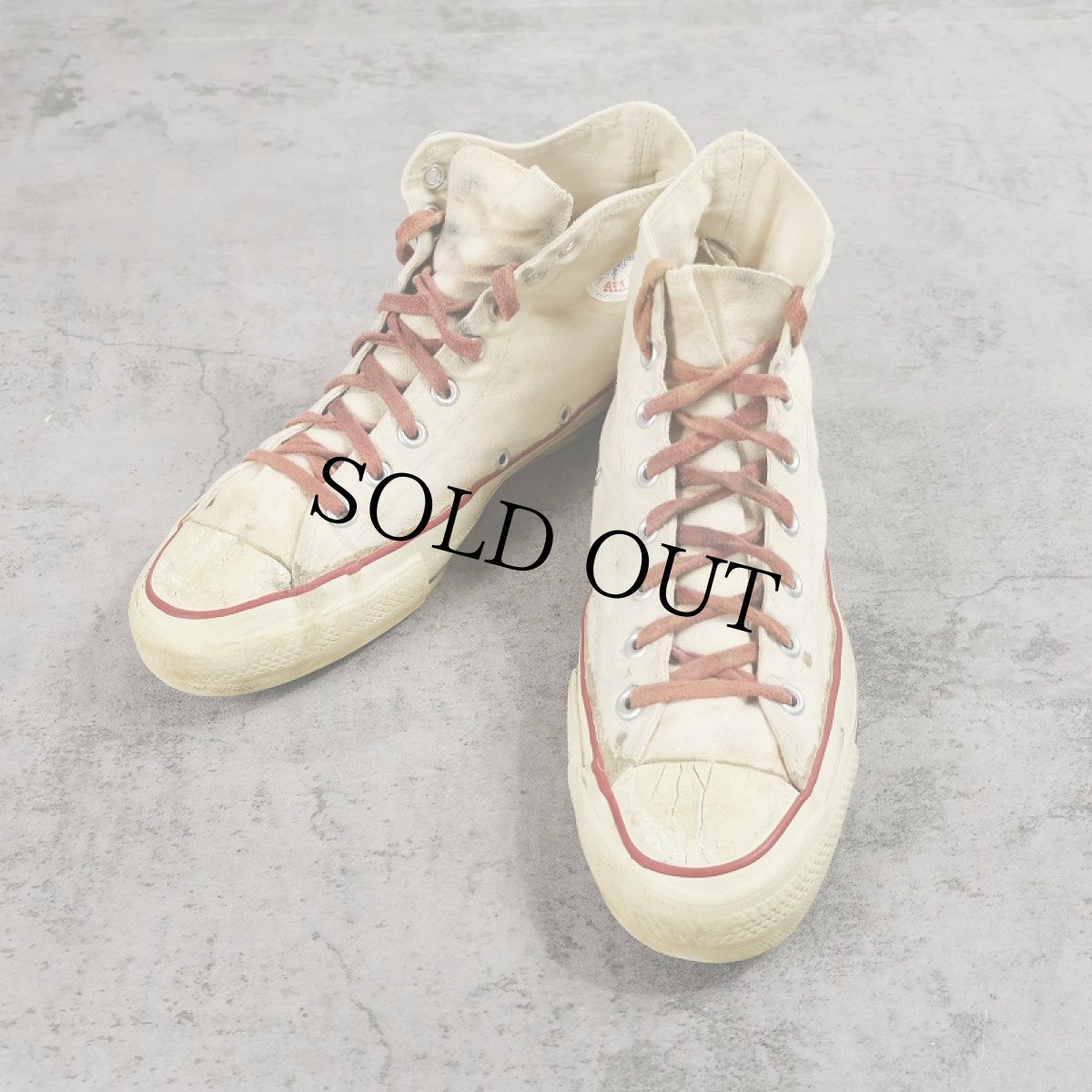 画像1: 70〜80's CONVERSE ALLSTAR USA製 あて布付き  キャンバスハイカットスニーカー US9 (1)