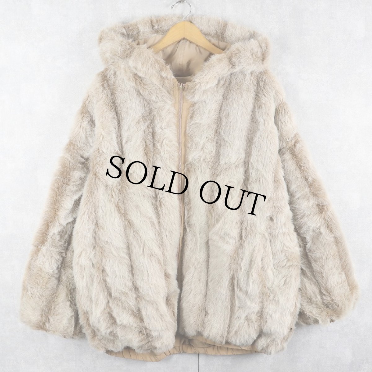 画像1: 80's MARVIN RICHARDS USA製 リバーシブル フェイクファージャケット L (1)