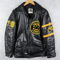 画像1: 70〜80's ROLLY SARAULT パッチ付き キルティングライナー レザースタジャン SIZE38 (1)