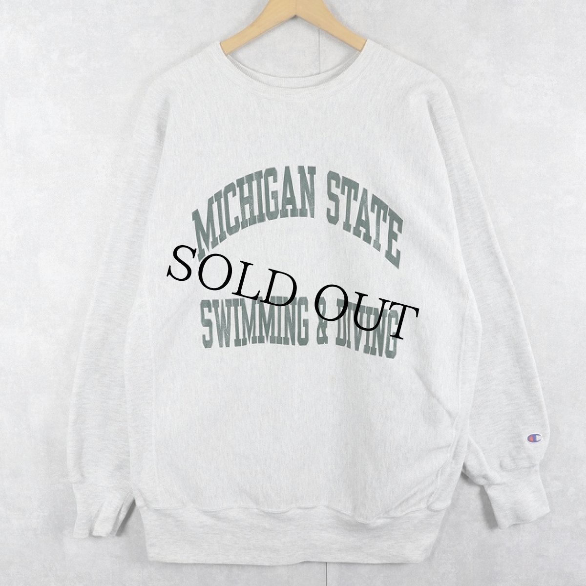 画像1: 90's Champion REVERSE WEAVE USA製 "MICHIGAN STATE SWIMMING & DIVING" プリントスウェット XXL (1)