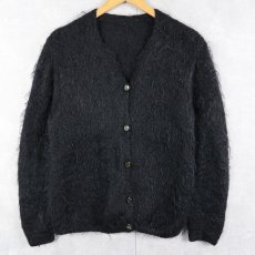 画像1: シャギーニットカーディガン BLACK (1)