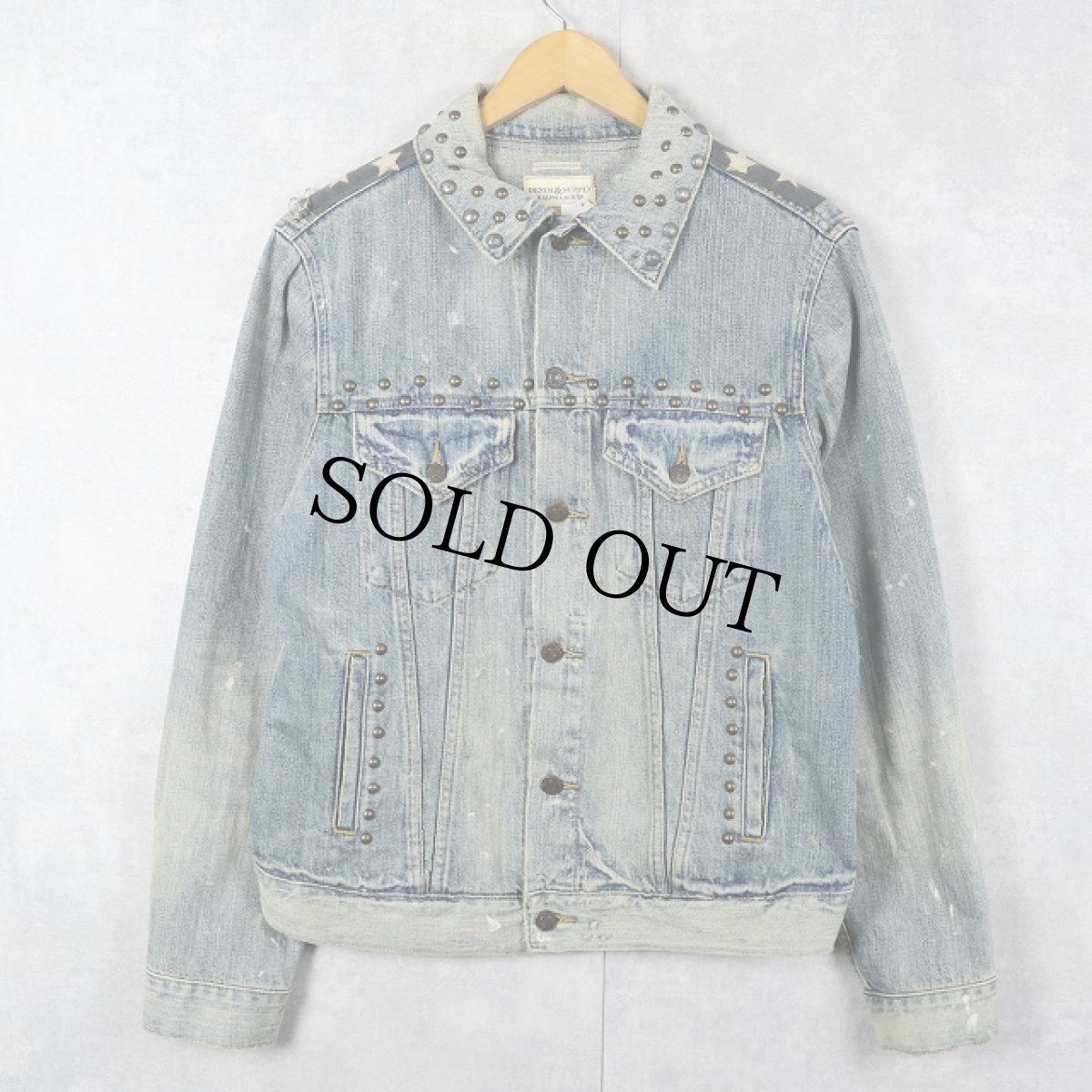 画像2: Ralph Lauren DENIM&SUPPLY 星条旗×スタッズ デニムジャケット M (2)