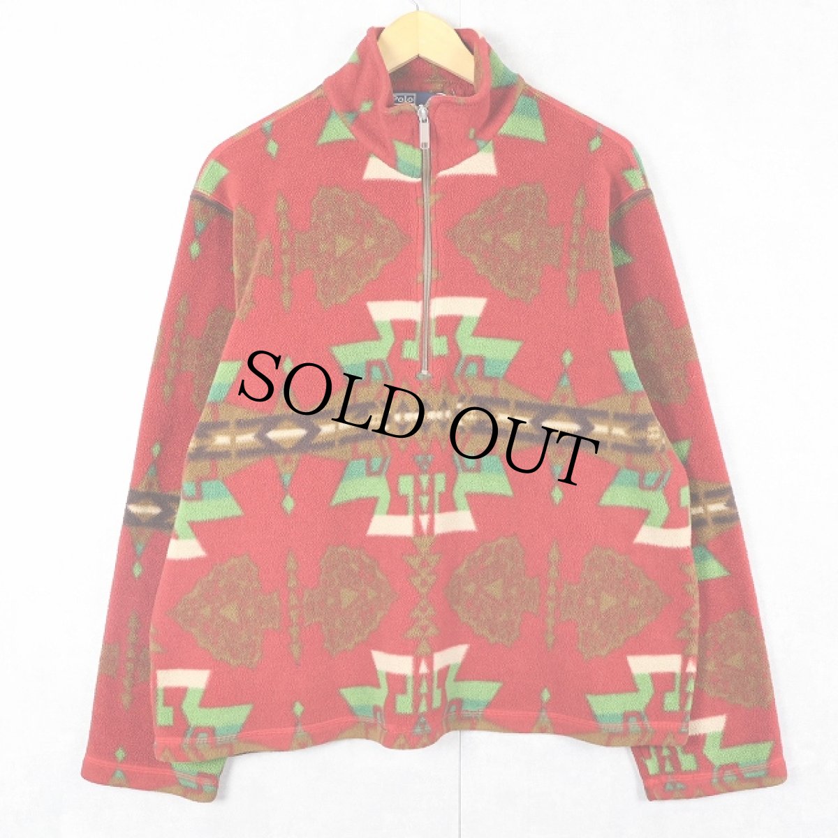 画像1: POLO Ralph Lauren CANADA製 ネイティブ柄 ハーフジップ フリースジャケット L (1)