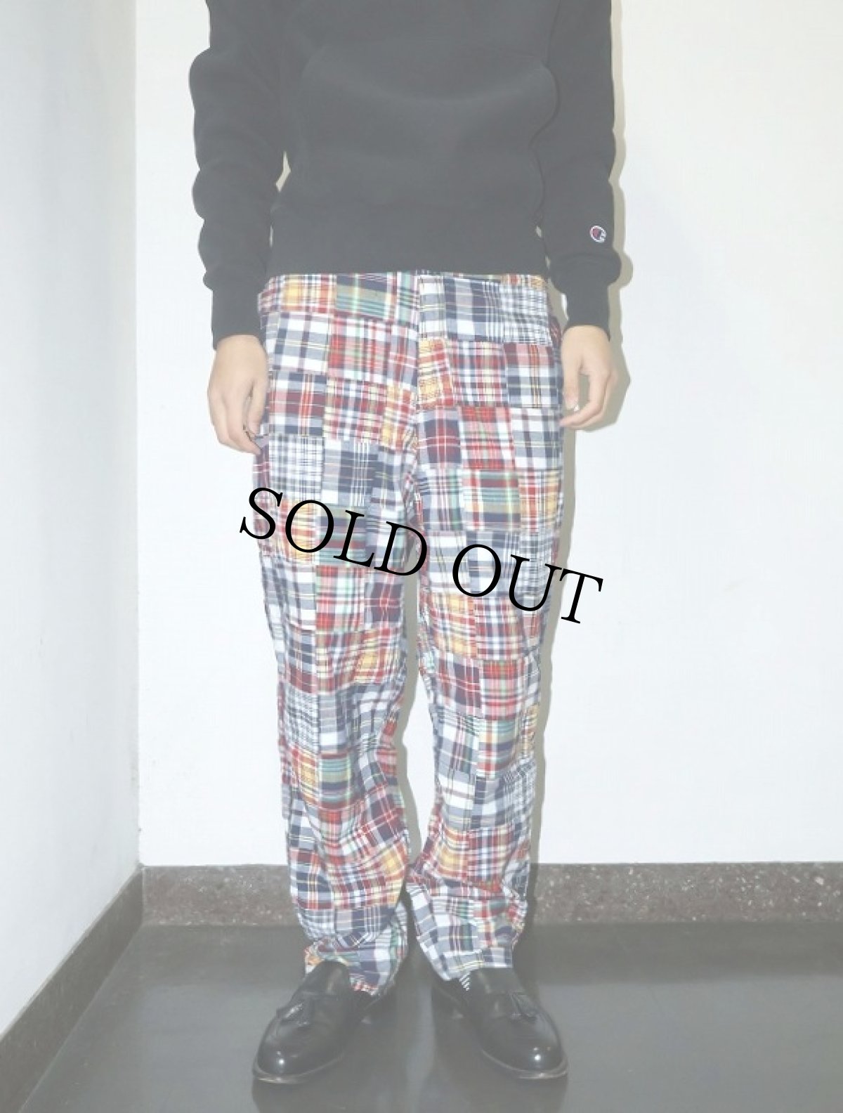 画像3: 80's〜 USA製 マドラスチェック柄 パッチワークパンツ W34 (3)