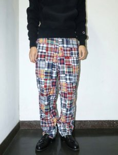画像3: 80's〜 USA製 マドラスチェック柄 パッチワークパンツ W34 (3)