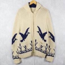 画像1: 60〜70's 鳥柄 カウチンニットジャケット (1)