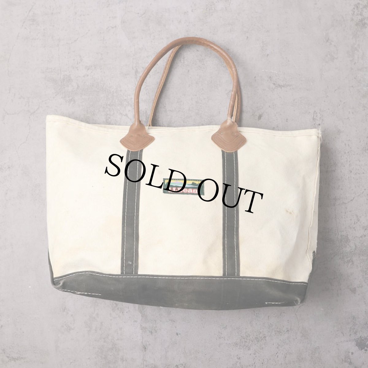 画像1: 80's L.L.Bean "BOAT AND TOTE" レザーハンドル キャンバストートバッグ BLACK LARGE (1)