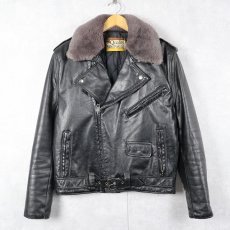 画像1: 70's MONTGOMERY WARD 襟ボア ダブルライダースジャケット BLACK SIZE40 (1)