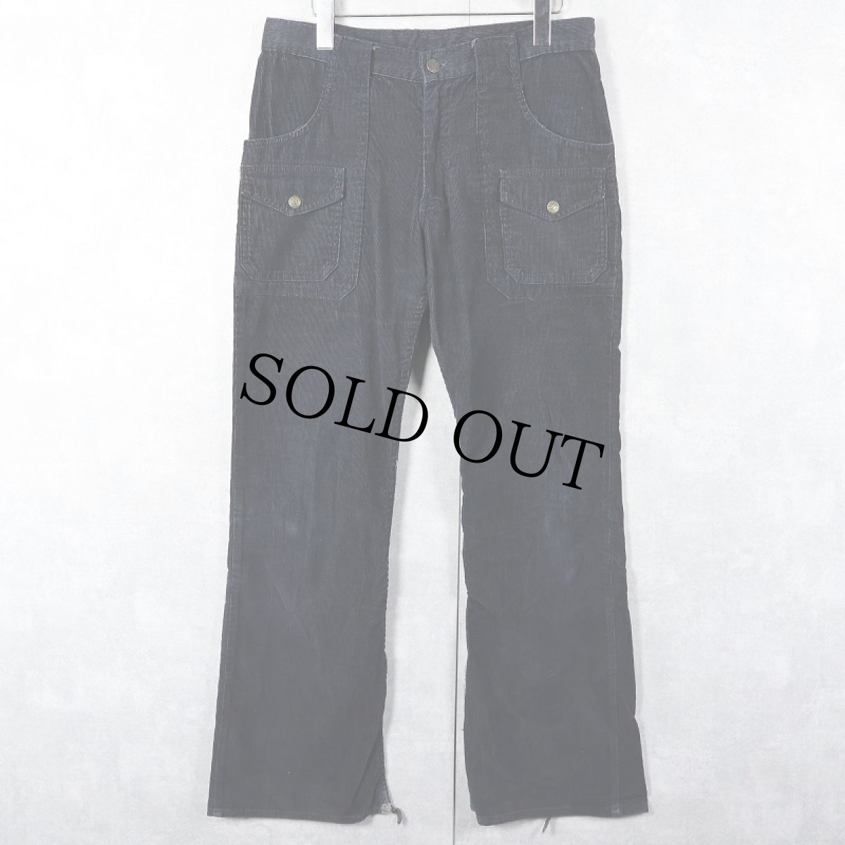 画像3: 70's UNKNOWN コーデュロイブッシュフレアパンツ NAVY W31 (3)