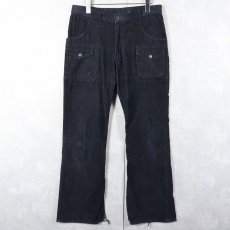 画像4: 70's UNKNOWN コーデュロイブッシュフレアパンツ NAVY W31 (4)