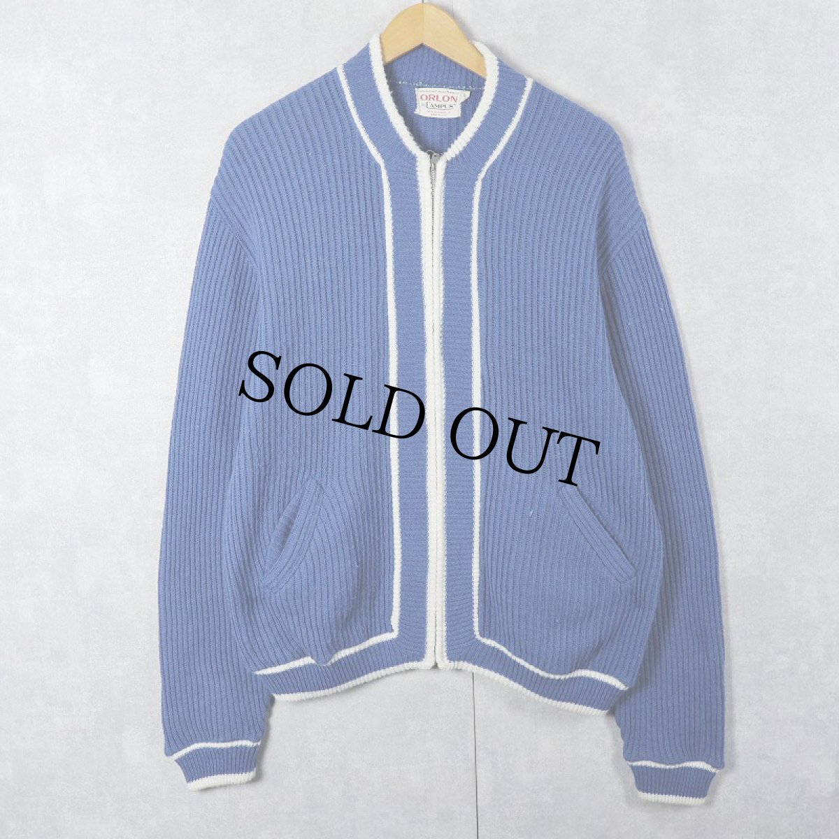 画像1: 60's ORLON by CAMPUS USA製 アクリルニットジップカーディガン L (1)