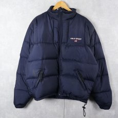 画像1: 90's POLO SPORT Ralph Lauren ロゴ刺繍 ナイロンダウンジャケット NAVY M (1)