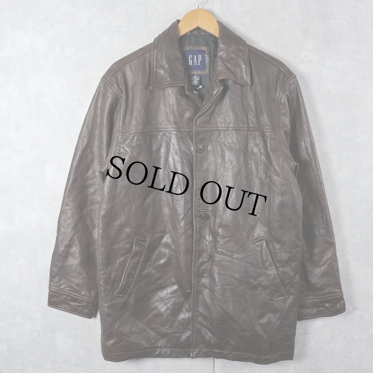 画像1: 【お客様HOLD中】GAP レザーコート BROWN S (1)