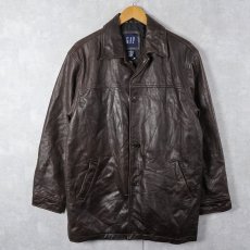 画像1: 【お客様HOLD中】GAP レザーコート BROWN S (1)