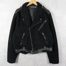 画像1: POLO Ralph Lauren "Double Riders Type" ボアライダースジャケット BLACK XXL (1)