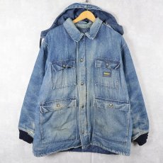 画像1: 70〜80's OSH KOSH キルティングライナー フーデッド デニムカバーオール (1)