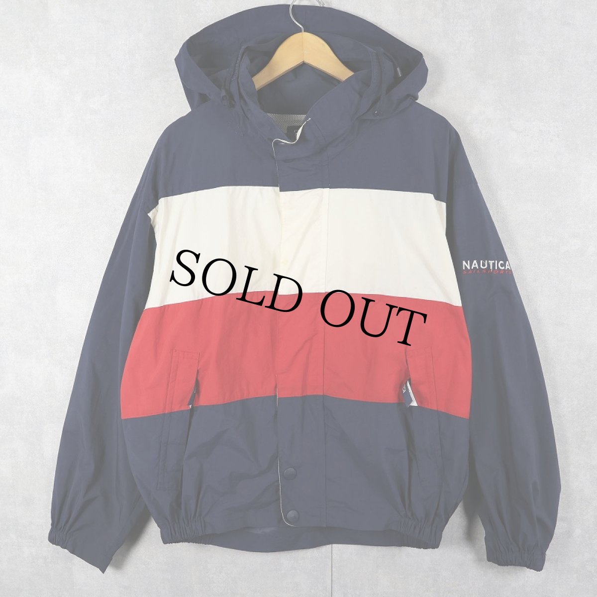 画像3: 90's~ nautica ロゴ刺繍 ナイロンパーカー L (3)