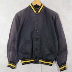 画像1: 50's GENERAL ATHLETICS PRODUCTS 猫目ボタン コットン ボタンスタジャン NAVY  (1)