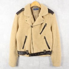 画像1: POLO Ralph Lauren "Double Riders Type" ボアライダースジャケット S (1)