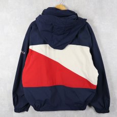画像2: 90's~ nautica ロゴ刺繍 ナイロンパーカー L (2)
