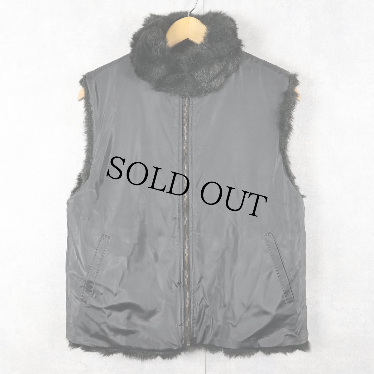 画像4: COACO リバーシブル フェイクファーベスト BLACK M (4)